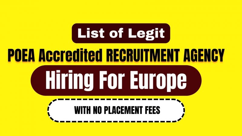 POEA Accredited Agencies Hiring for Europe with NO Placement Fees