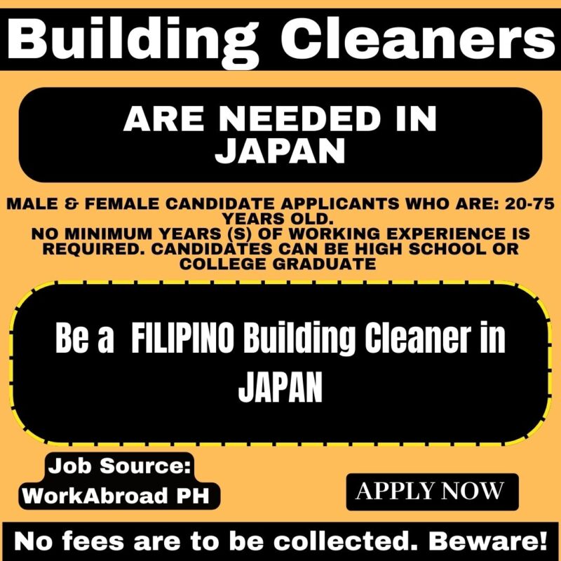 Japan is Hiring Filipino Building Cleaners